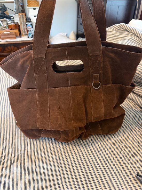 Free People Handbags - Free People Caravan Brown Suede Tote Bag with Carry Handles